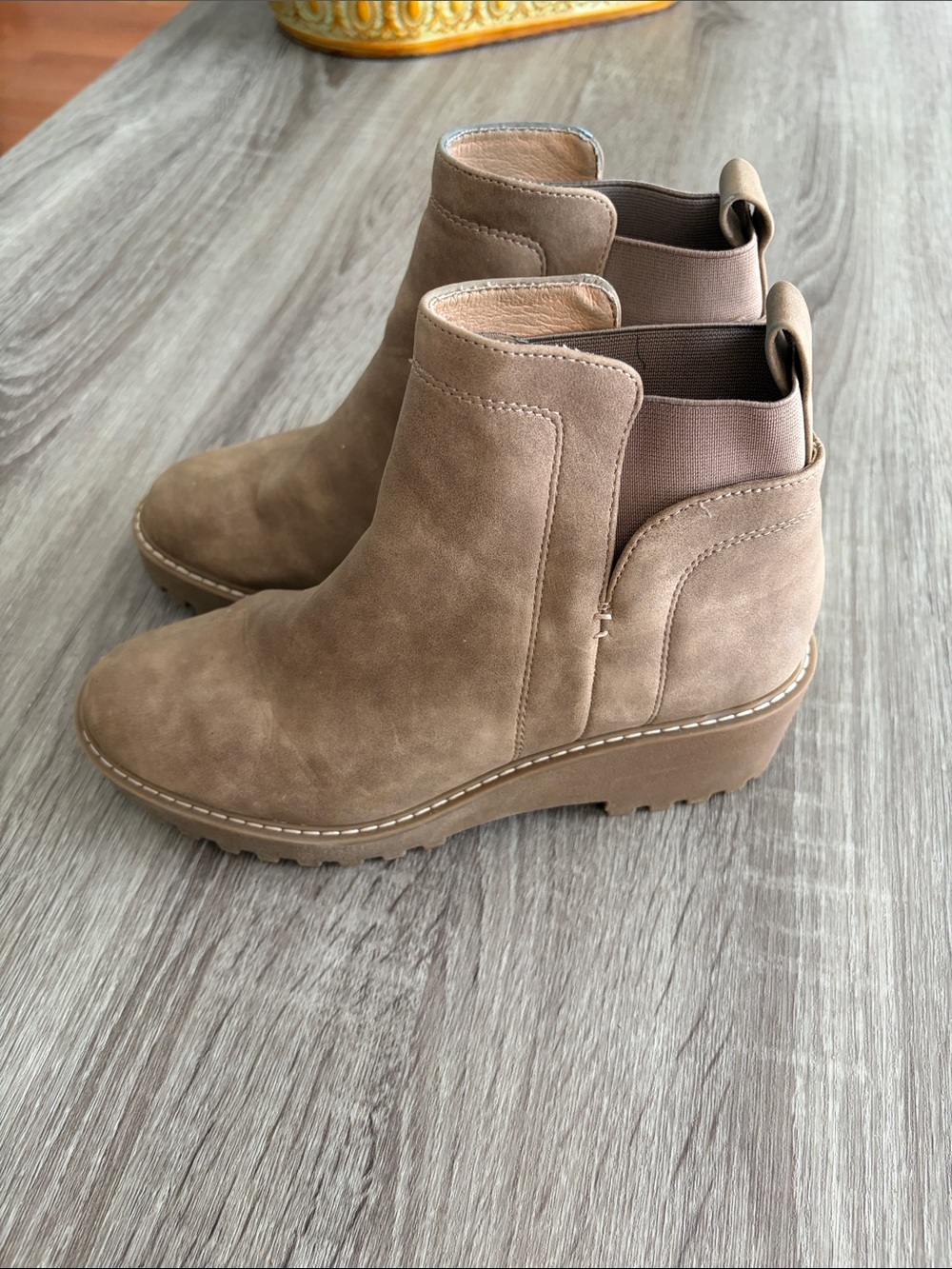DV by Dolce Vita Taupe Wedge Ankle Booties